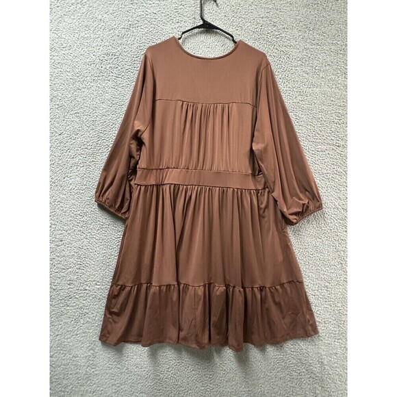 Torrid Dress Womens 3X Brown Long Sleeve V Neck Solid Wrap - Picture 3 of 10